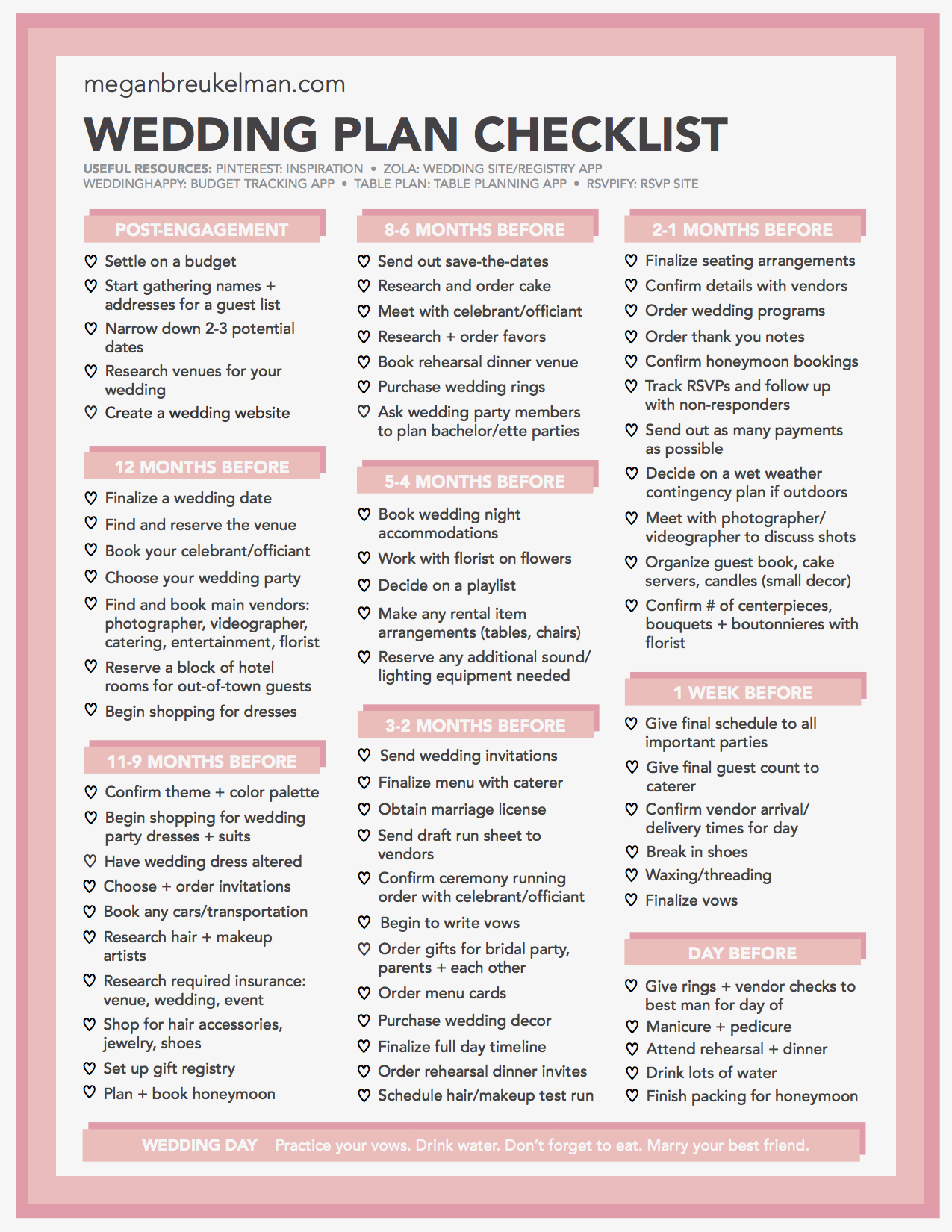 Free Printable Wedding Check Off List Printable Templates