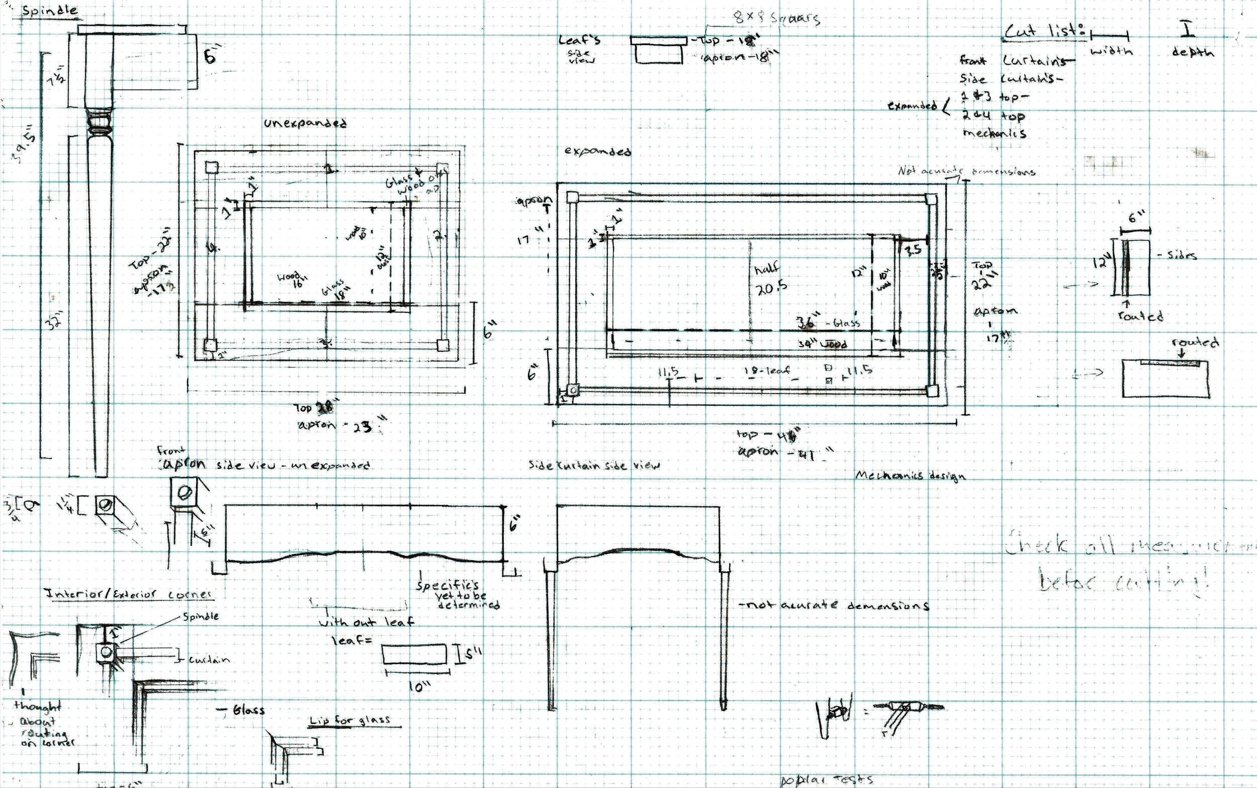 Shop Drawing for Expandable Table