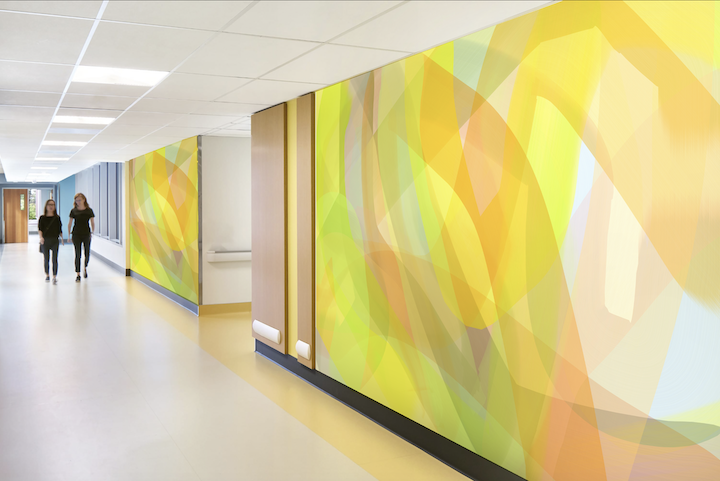 Lemon Light - digital painting applied to hallway wall