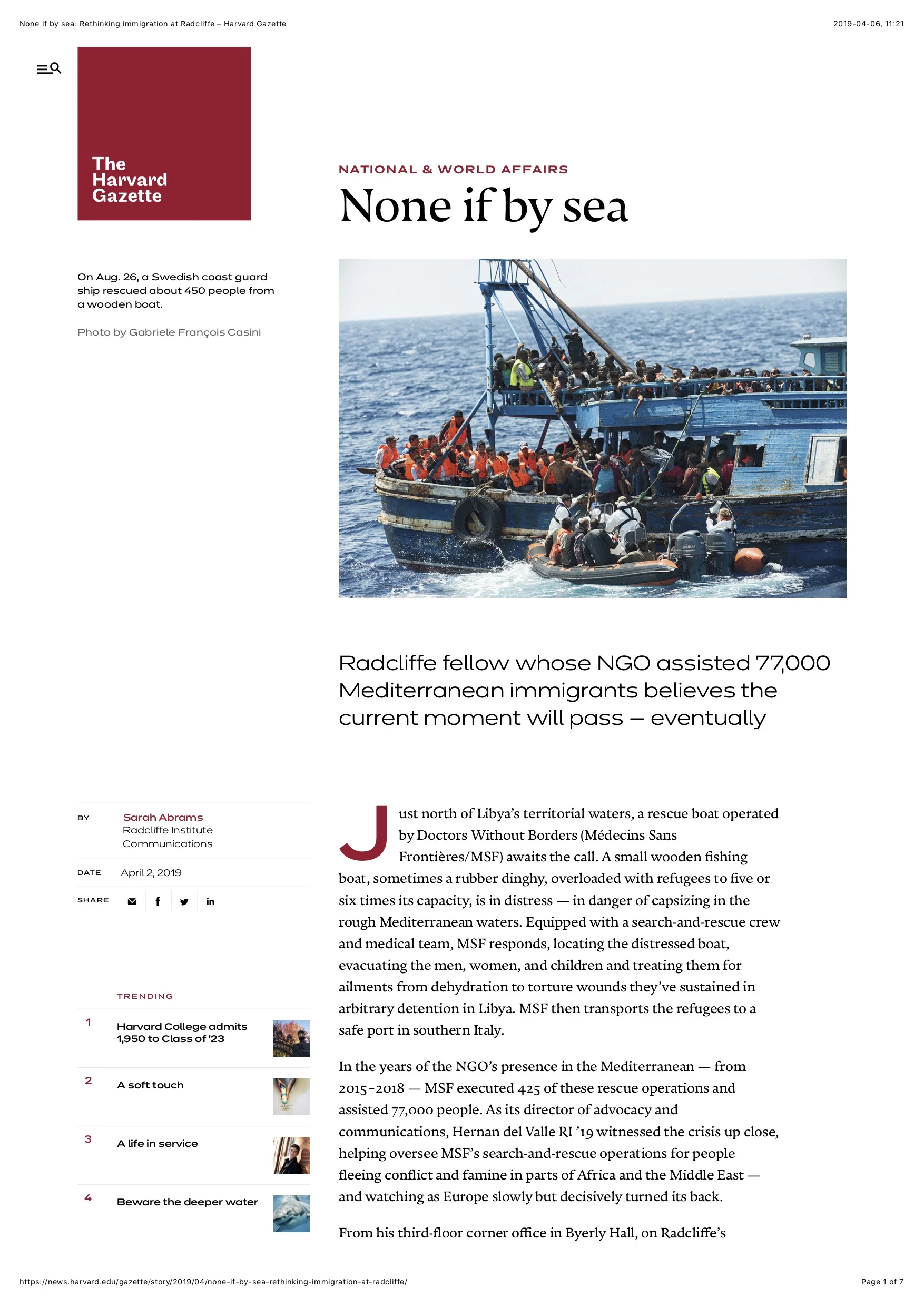 None if by sea- Rethinking immigration at Radcliffe – Harvard Gazette copy.jpg