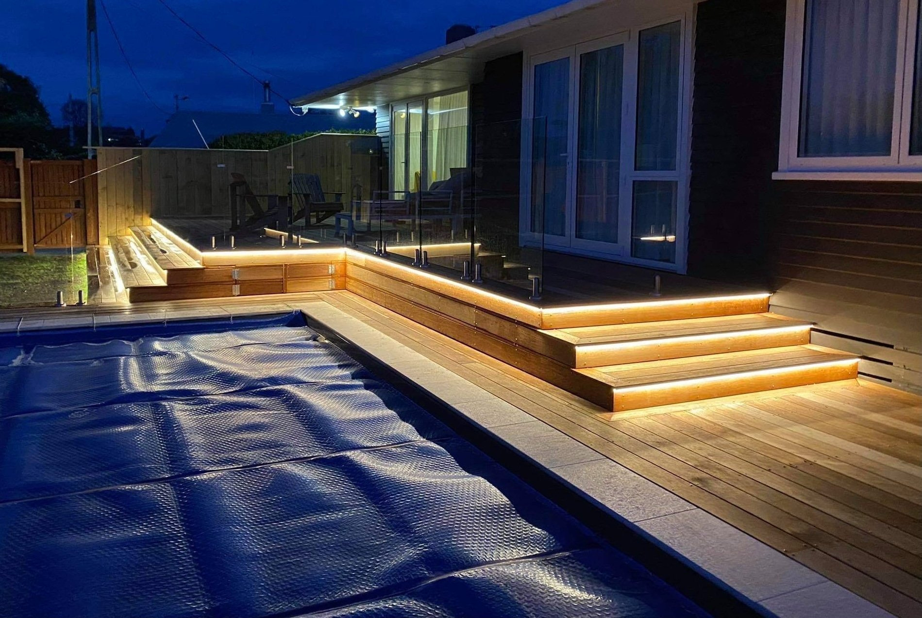  Exterior LED lighting and pool landscaping.  