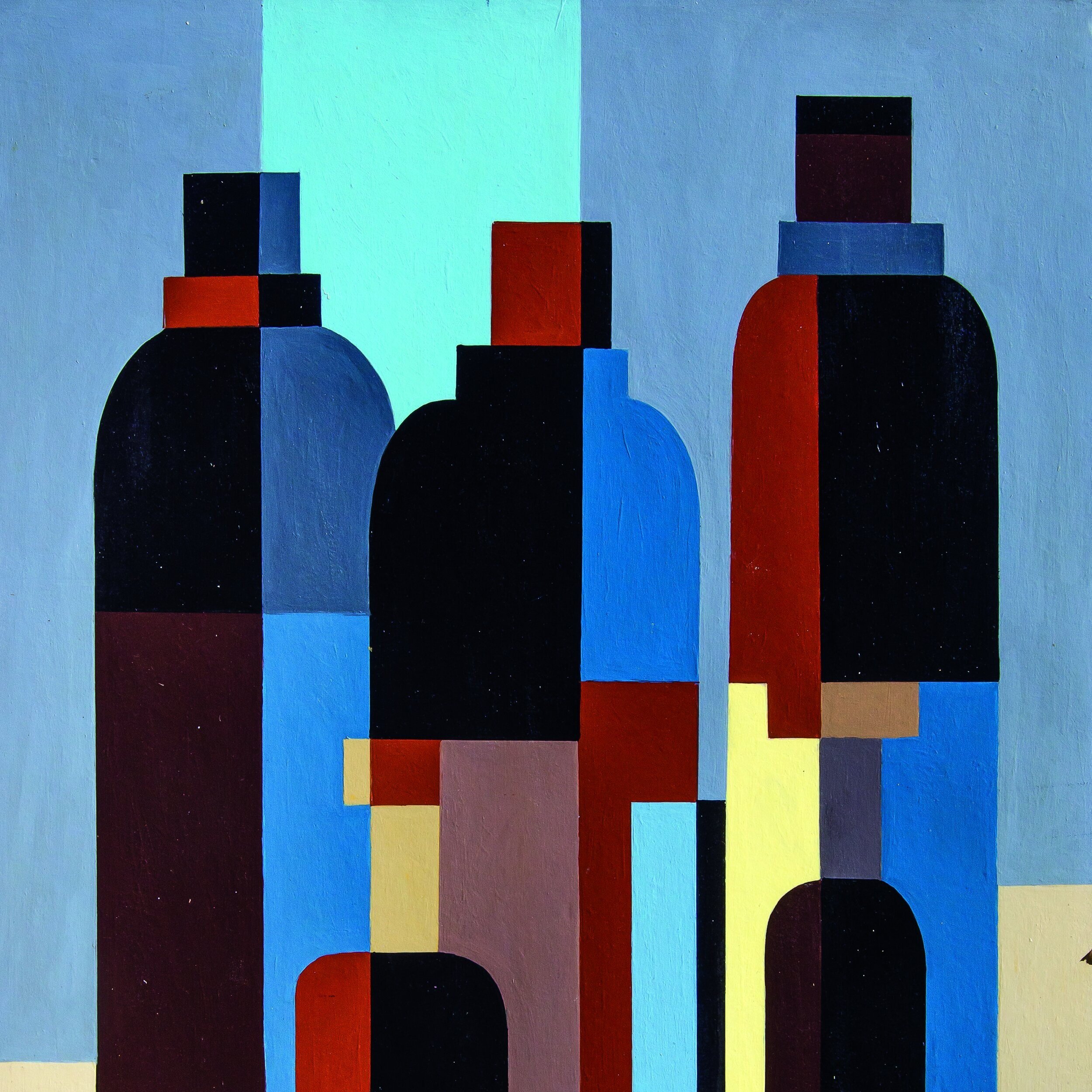   José Pedro Costigliolo  Abstracción con botellas ,  1948   Acrílico sobre cartón  101 x 66 cm  Galería SUR 