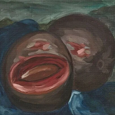Claudia Coca  Frutos de la Nueva España. Après, Albán  , 2020 Instalación de pinturas al óleo 60 x 150 cm Galería Del Paseo