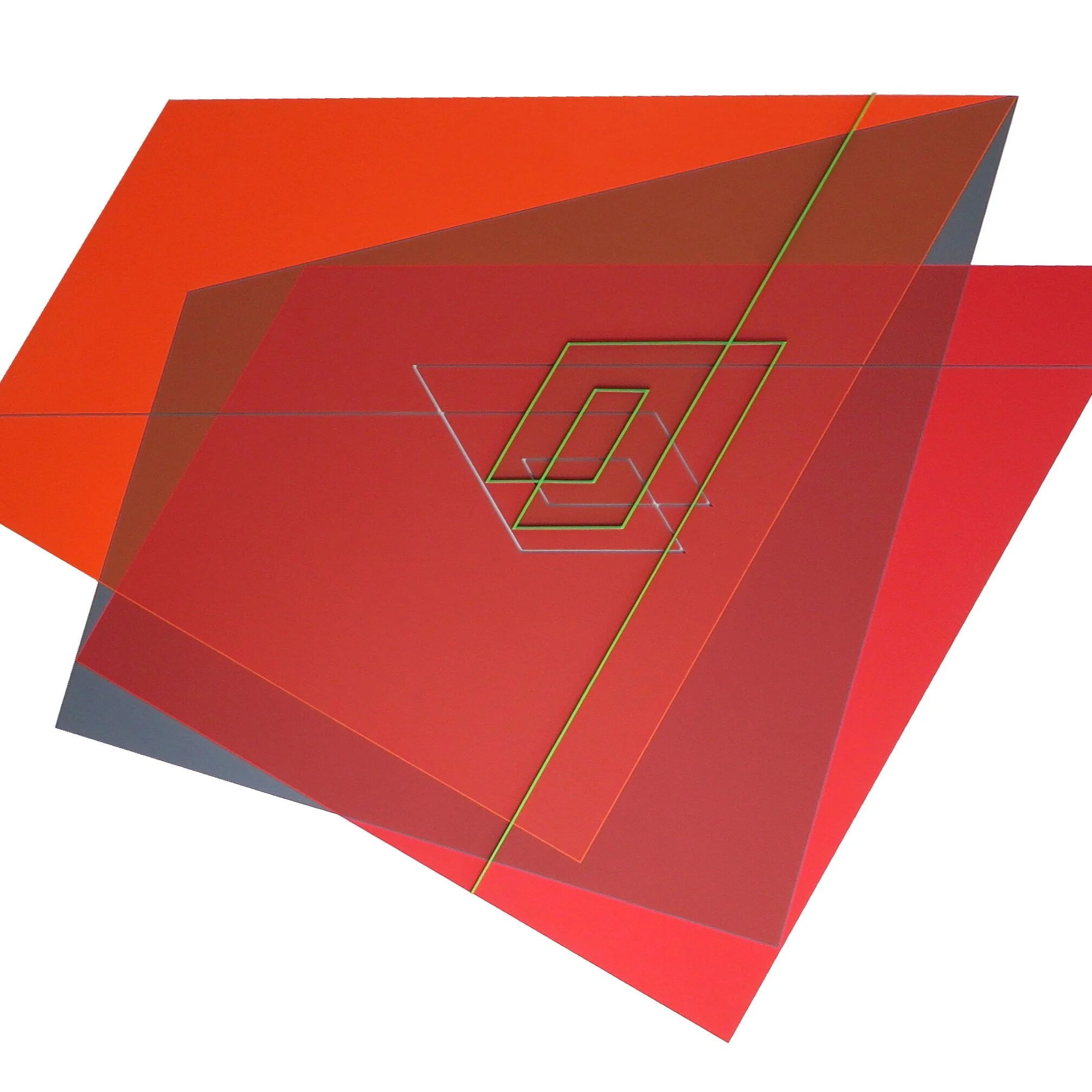 Octavio Herrera      Relieve Línea Descriptiva Verde blanco  ,  serie  Línea descriptiva de alivio  , 2018 Acrílico sobre PVC 97 x 104 cm Kleur Gallery