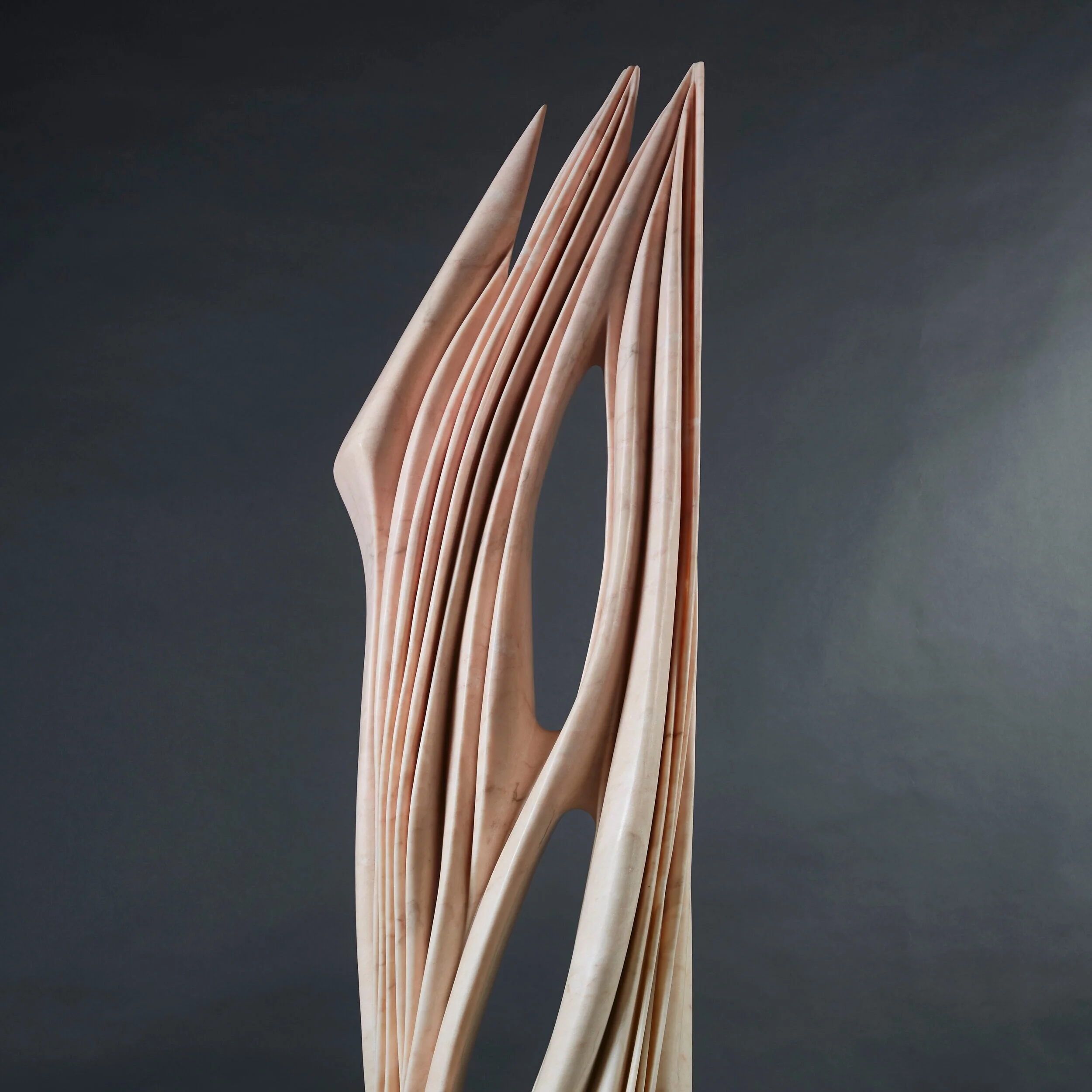 Pablo Atchugarry      Vuelo al infinito   ,  2013 Pink Portuguese marble 165 x 57 x 38 cm Piero Atchugarry Gallery