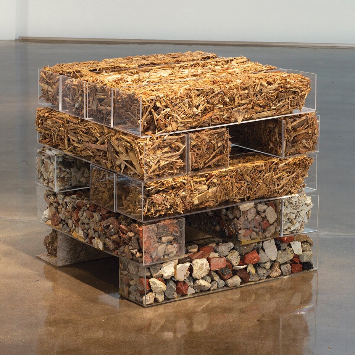   Pablo Rasgado  Casa Mínima   ,  2019 Acrylic, stones, wood 32,7 × 32,7 × 33,9 in Piero Atchugarry Gallery 