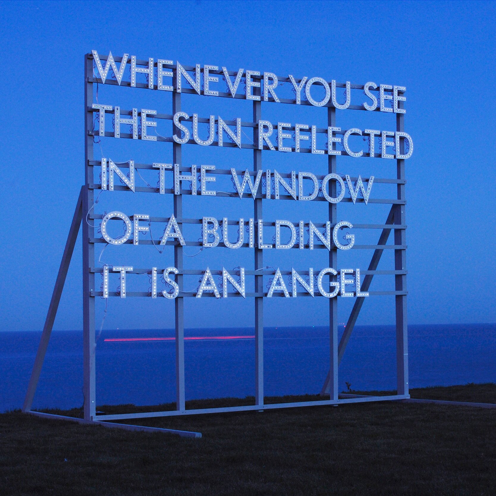 Robert Montgomery    Whenever You See The SunWhenever You See The Sun     Oak, green polymer and 12volt LED lights 270 x 280 cm 4 Edition + 1 AP Analix Forever