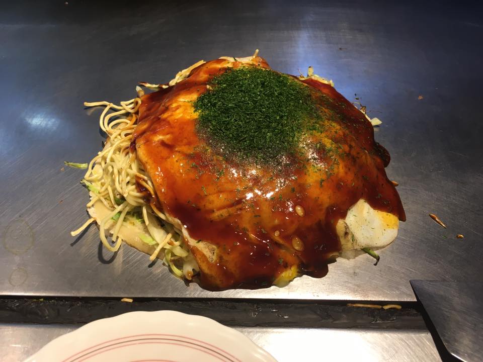 Chicken Okonomiyaki in Hiroshima, Japan