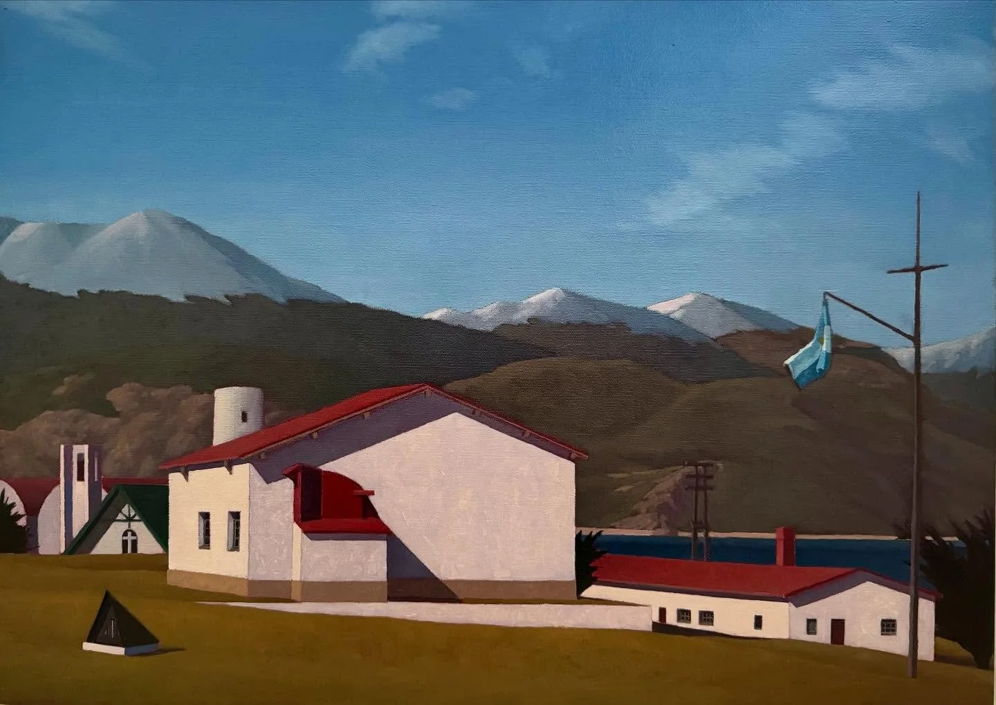 Recently completed painting, &ldquo;Ushuaia Military Base II&rdquo;, 51 x 71 cm, oil in linen. This completes a little Patagonia series, moving back to Australian beach culture now