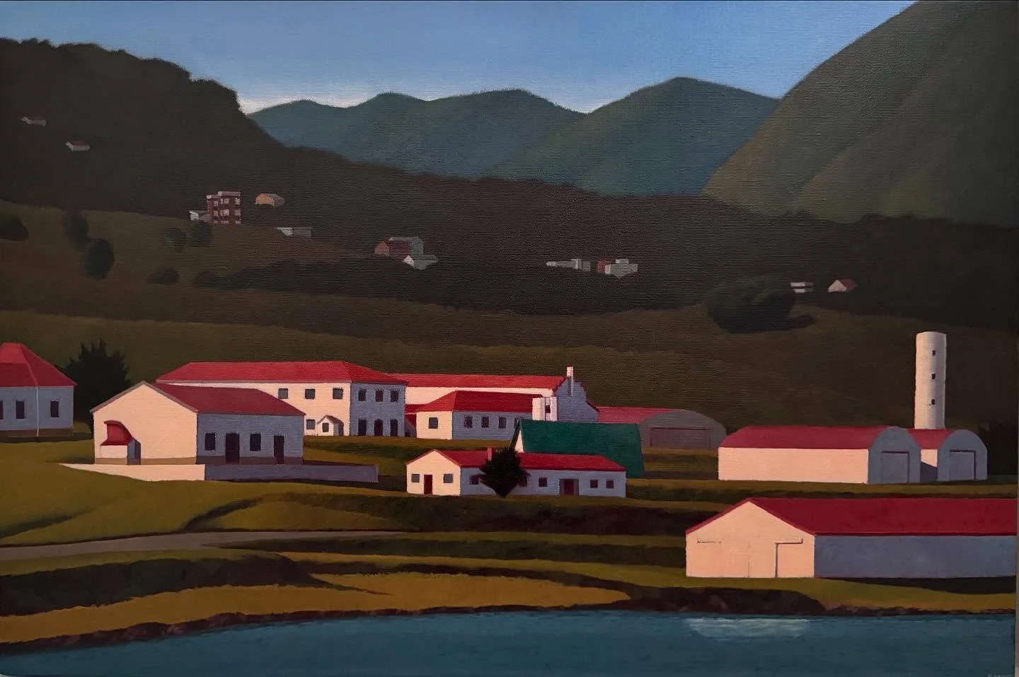 Recently completed painting, &ldquo;Ushuaia Military Base I&rdquo;, 51cm x 76cm, oil on linen