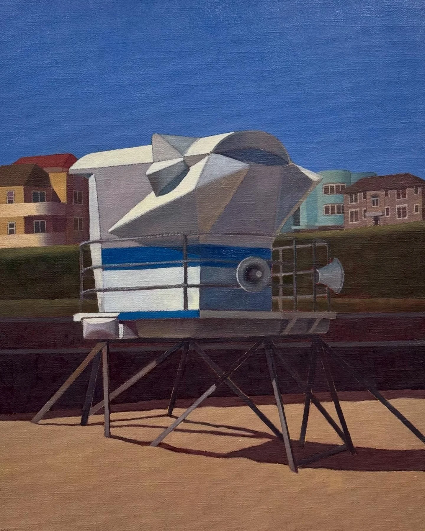 A now completed series of small lifeguard tower paintings, all 41.5 x 51.5 cm, oil on linen

1. North Bondi
2. Bronte
3. Sharpes Beach (far north coast NSW)
4. Elouera