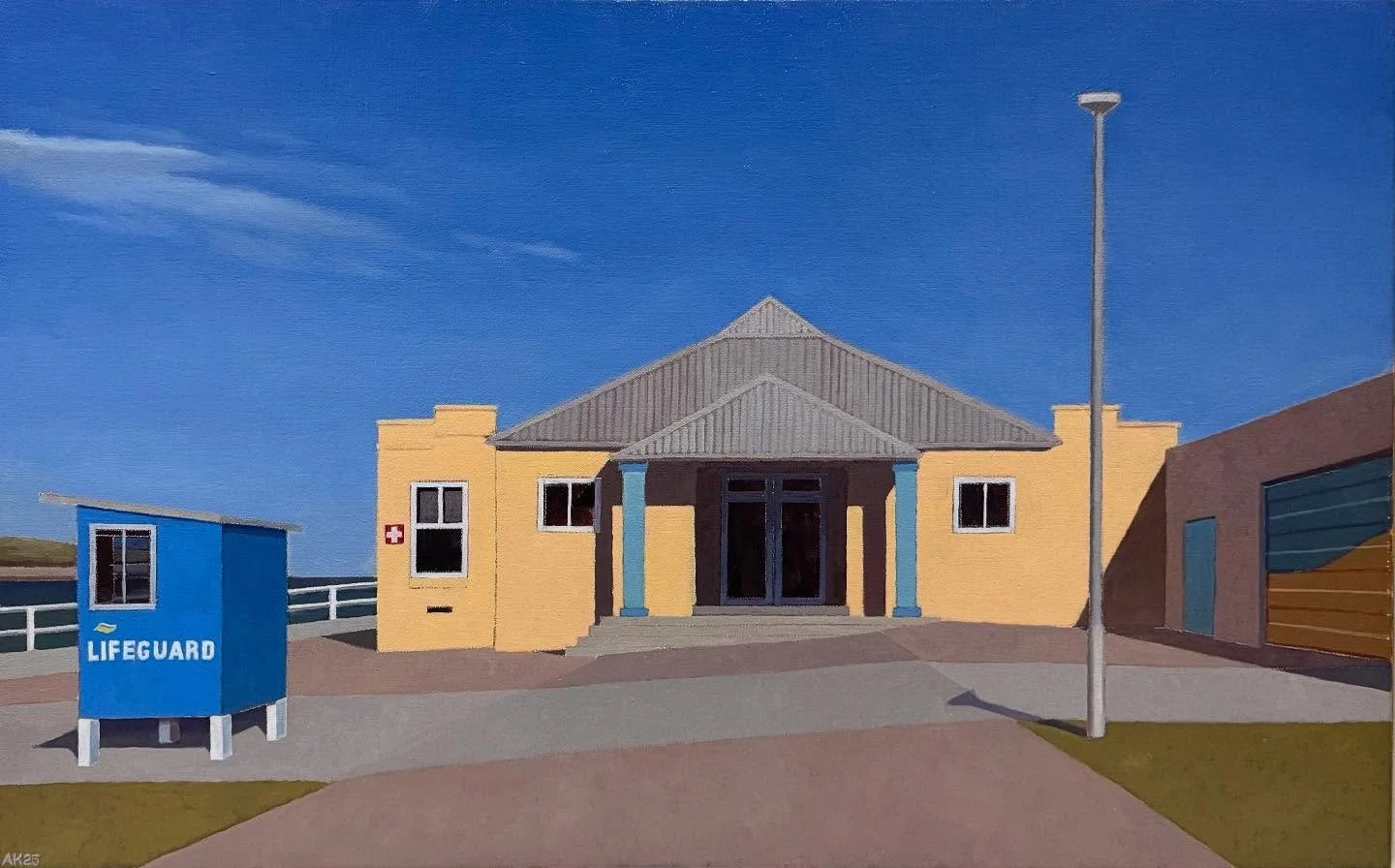 Recently completed painting, &ldquo;Clovelly Surf Club&rdquo;, 51cm x 81cm, oil on linen.