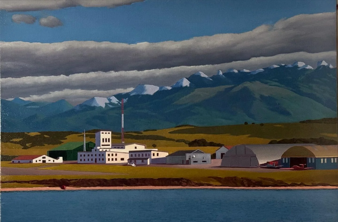 Recently completed painting, &ldquo;Ushuaia Airport&rdquo;, with some detail pics.  61cm x 91cm, oil on linen.
