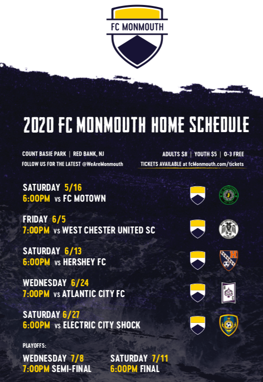 FC Monmouth Announces 2020 Season Schedule