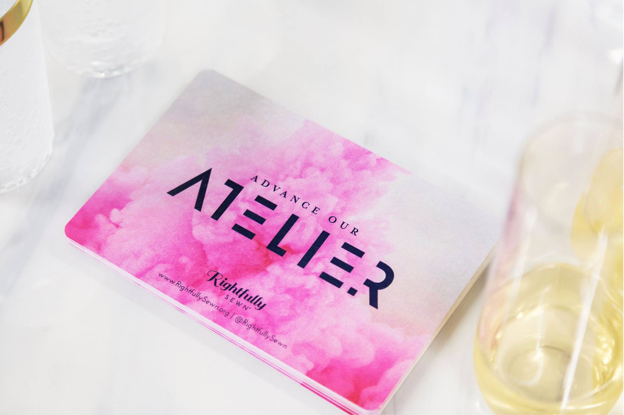 (L) PRINTED COLLATERAL DESIGNED FOR THE ATELIER LAUNCH (R) INSTAGRAM STORIES
