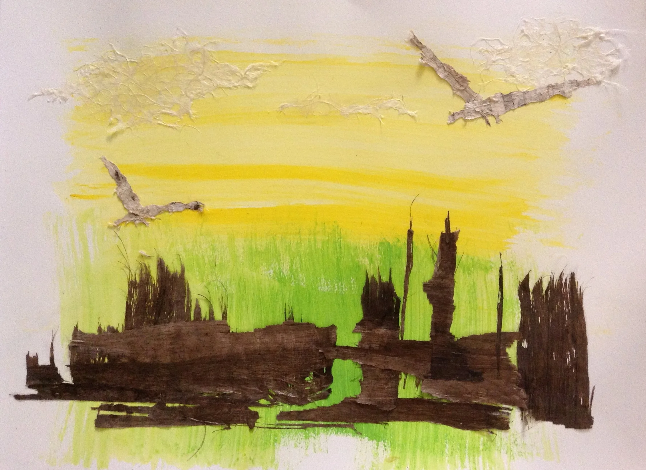 Ink Birds Over Yellow Sky