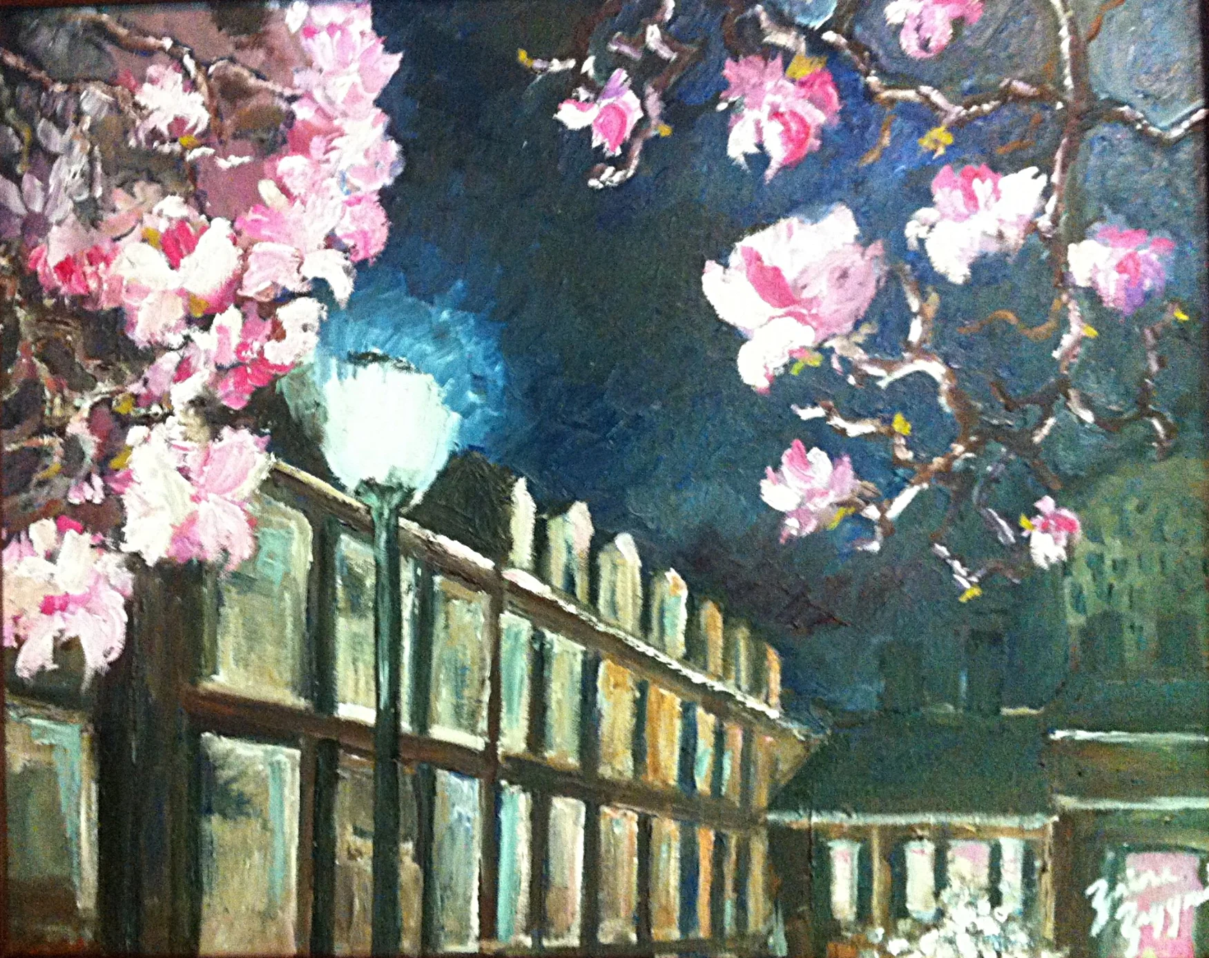  Davenport College in the Spring.  Gifted to Ryan Brasseaux, Dean of Davenport College.  Oil on canvas board, 2014, 24”x18” 