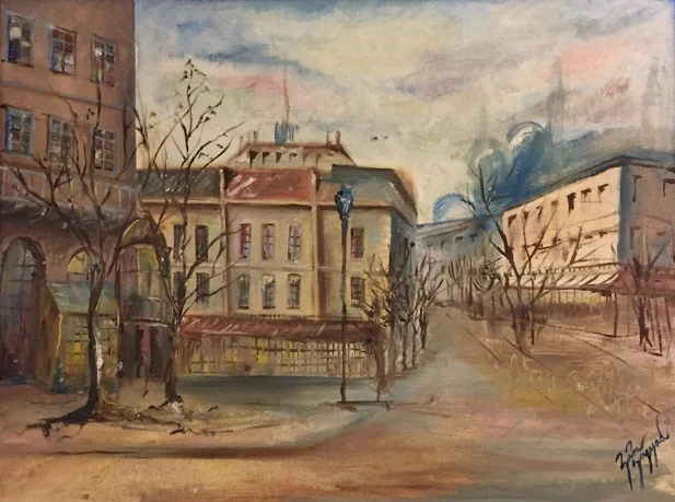 Empty city streets, inspired by The Catcher in the Rye  Oil on canvas board, 2009, 24”x18”     