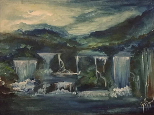  Waterfalls  Oil on canvas board, 2009, 24”x18” 