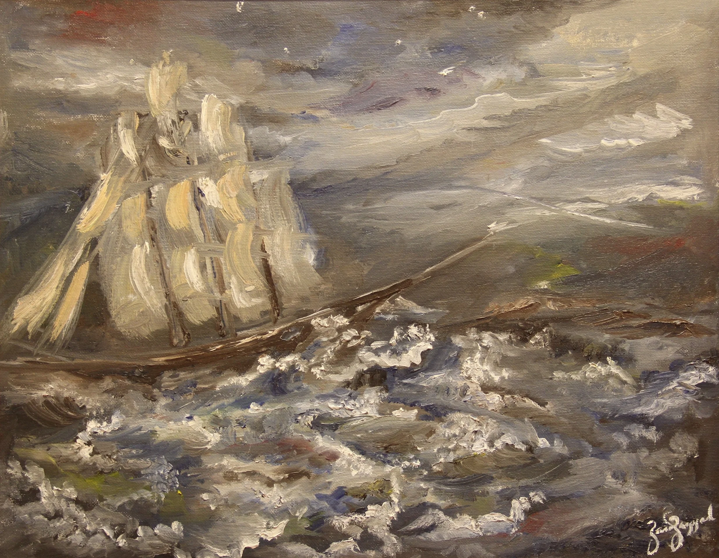  I painted this during a turbulent spring in New Haven.  Gifted to a close friend from Davenport College.  Oil on canvas board, 2012, 