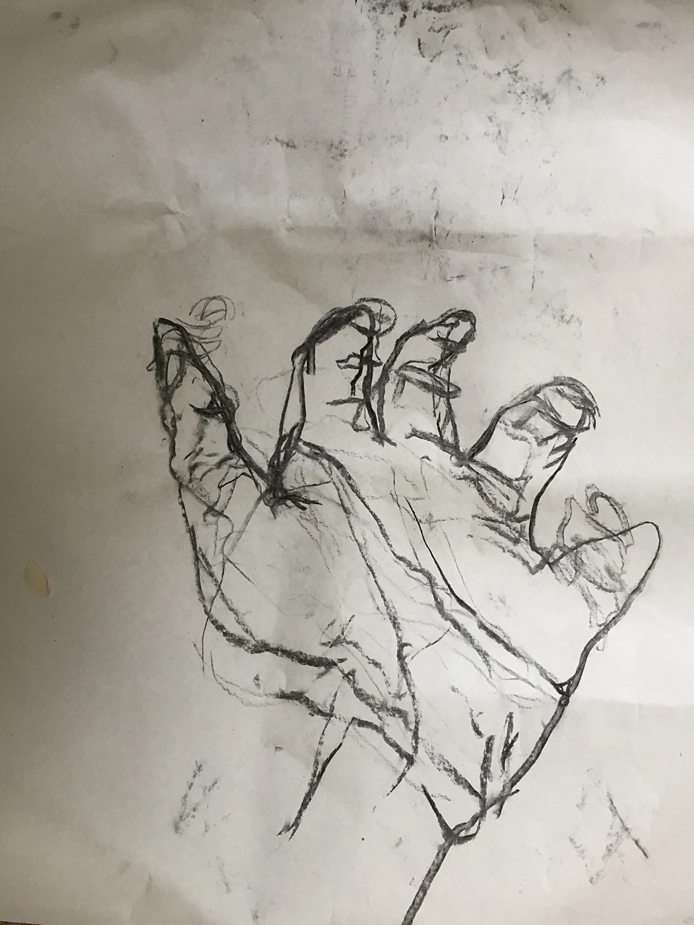  Hand  Charcoal on paper, 2016, 36”x24” 