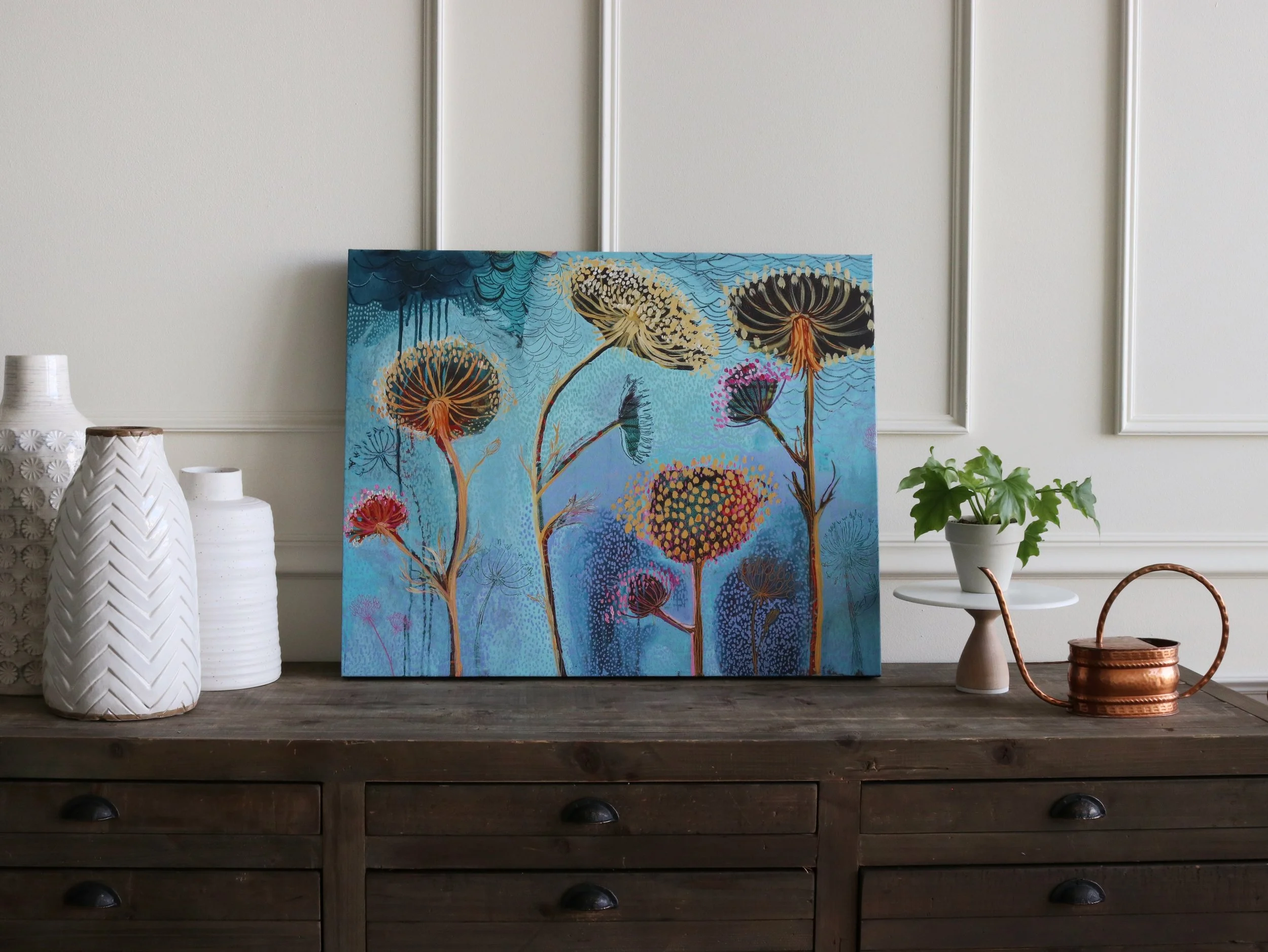 Blossoms in the Rain Large Reproduction on Gallery-Wrapped Canvas