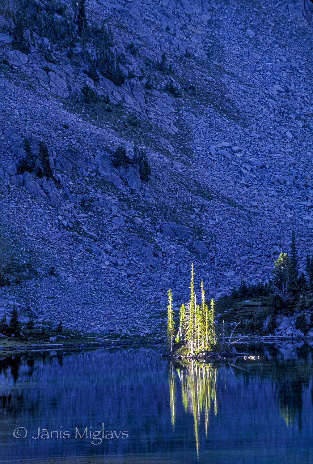 Last light on Chimney Lake, Oregon's Wallowa Mountain Wilderness 