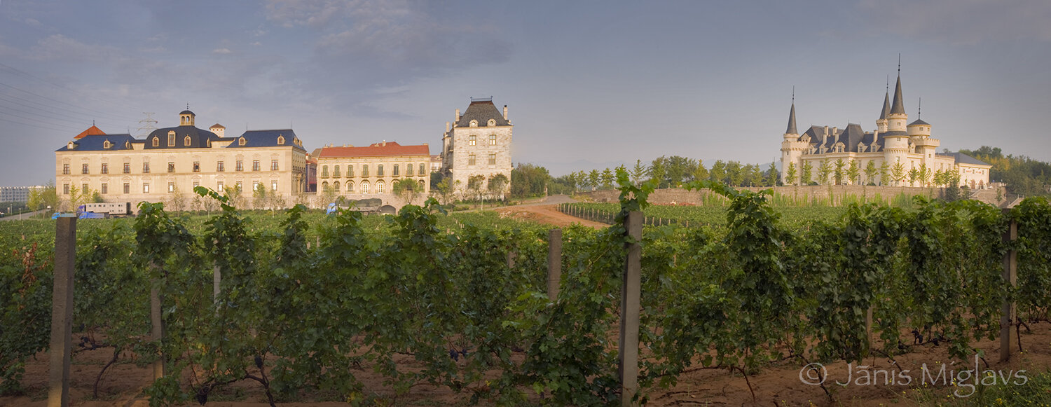Panorama view of Chateau winery and European-like village at Changyu AFIP.
