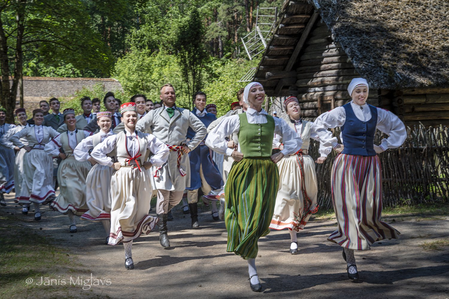 Traditional dancers practicing at the Ethnographic Open-Air Museum