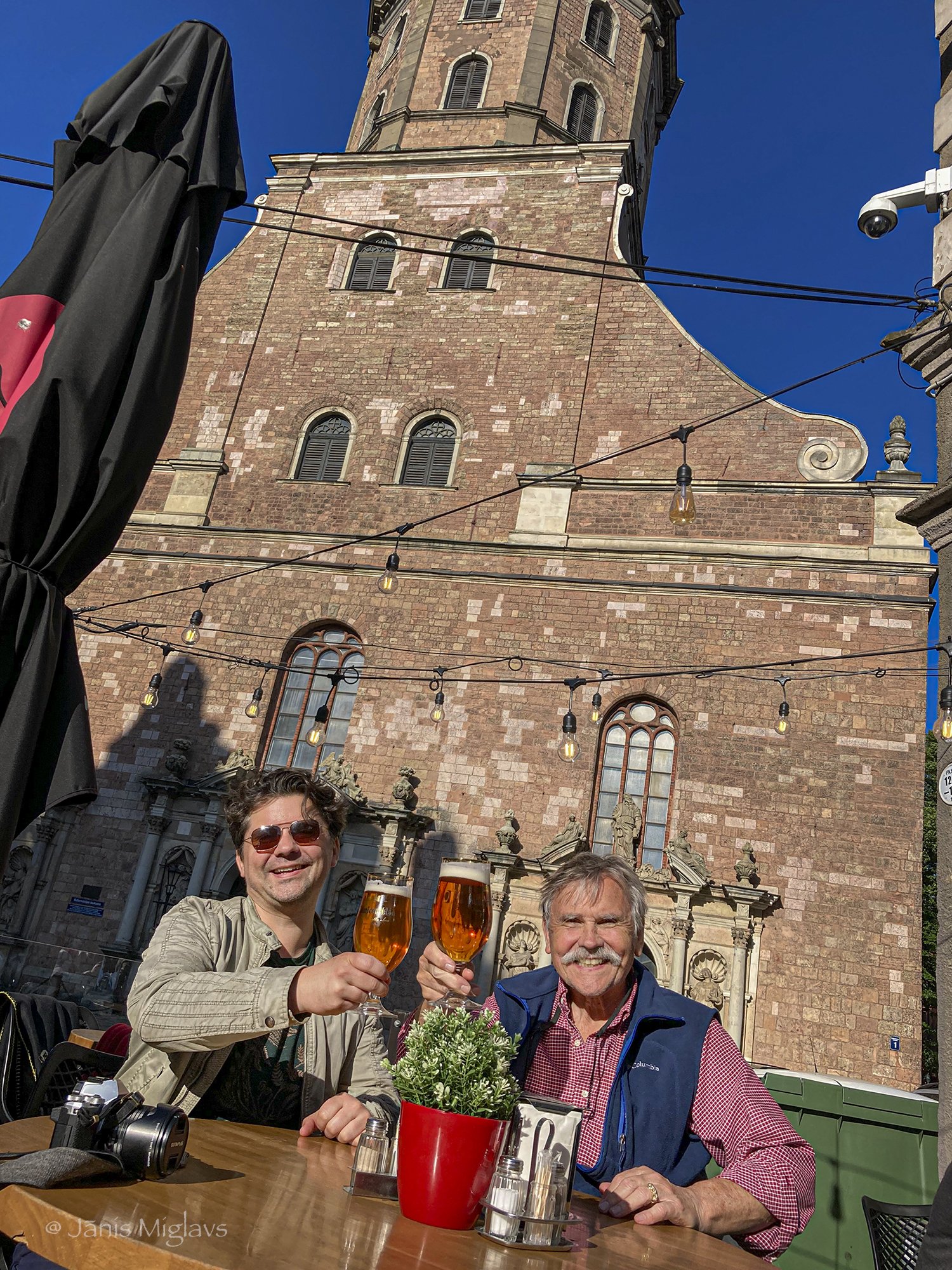 Father and son in Riga