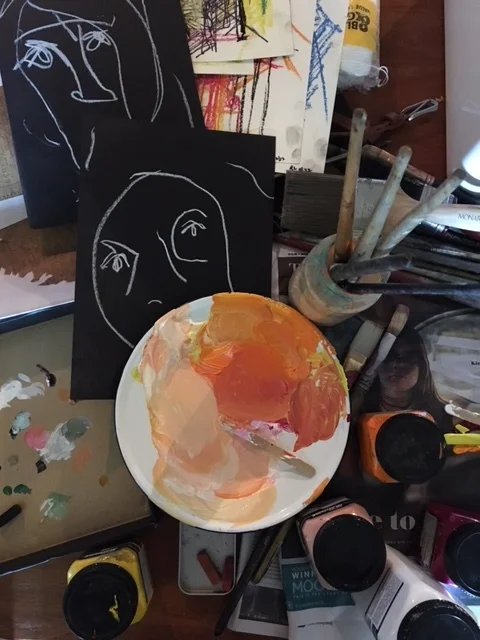 scribbles and palette as art - March 2017