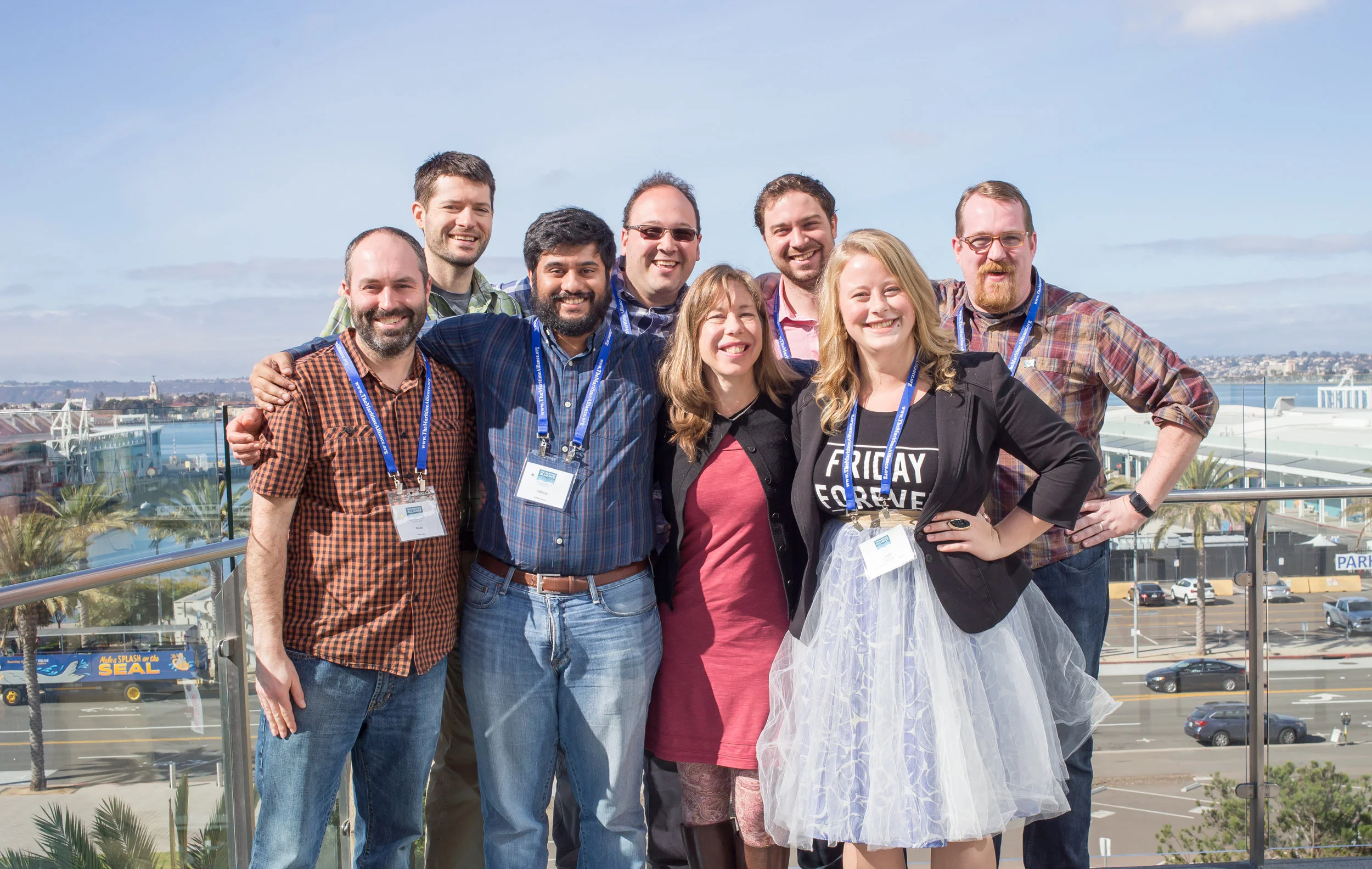 Alaskans attend Blue Tech Week in San Diego. Back row from left to right: Joel Cladouhos, Nigel Sharp, Taylor Evenson, Jake Carpenter. Front row from left to right: Reed Wiley Lane, Udbhav Naidoo, Jacqueline Summers, Julia Casey.