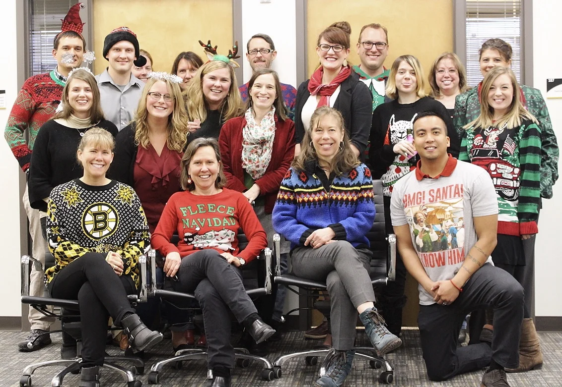 Members of the UAA Business Enterprise Institute during a holiday potluck, December 2017. Photo credit: Harley Tennant.