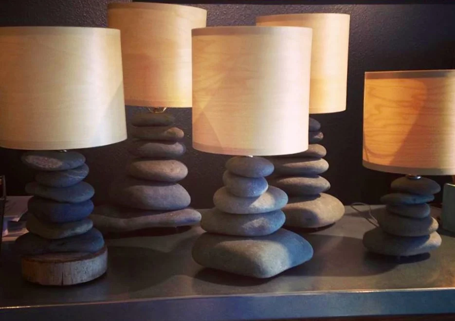 Alaska Beach Stone Lamps from Homer
