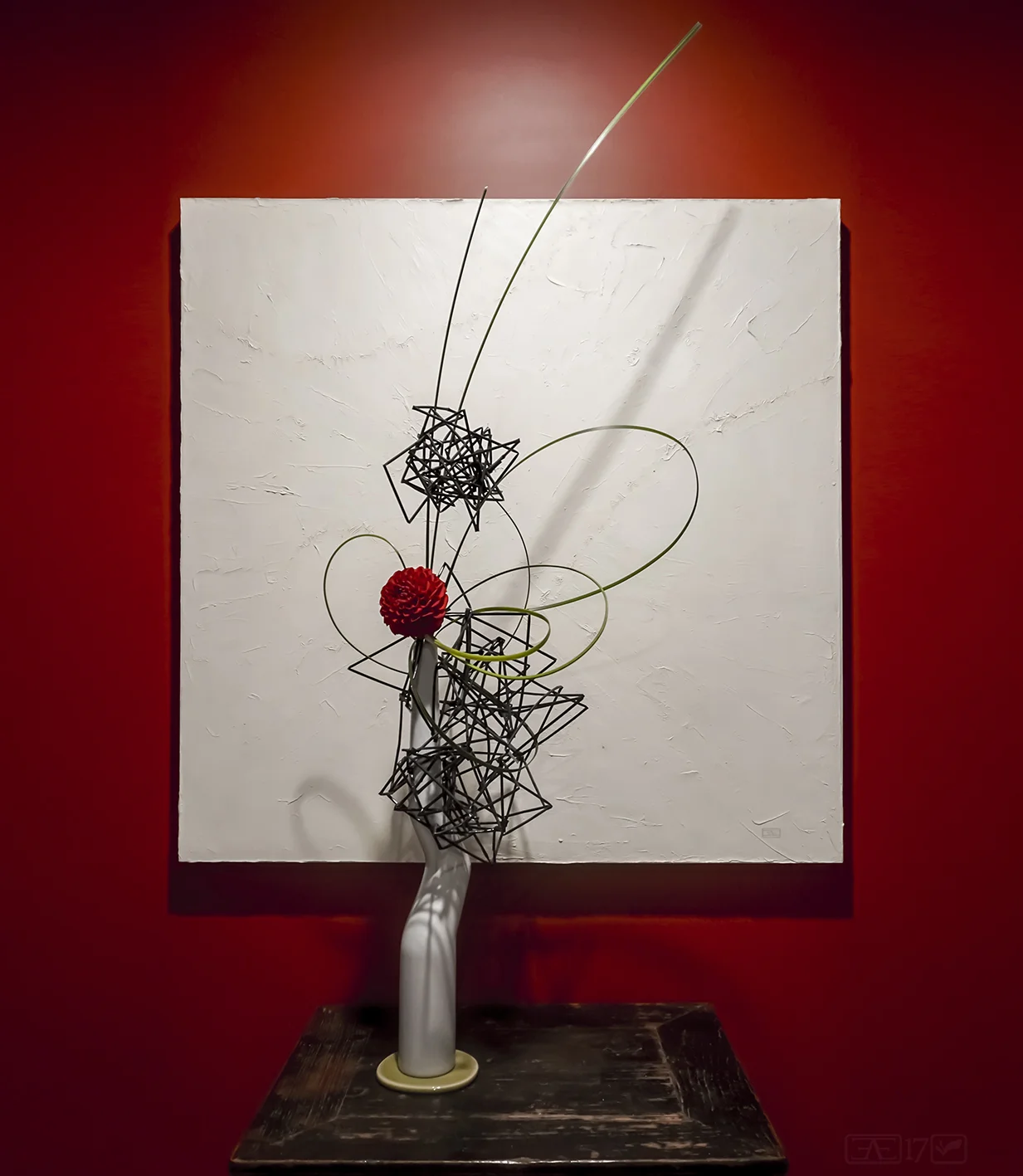 Using straight and curving lines - fresh and unconventional material, accompanying an artwork.