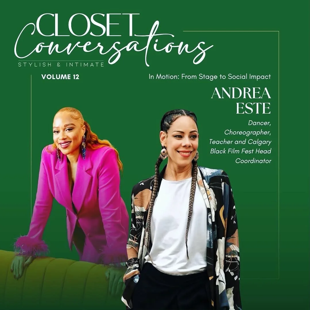 CLOSET CONVERSATIONS X BLACK FILM FEST // We are incredibly excited to announce that the amazing Andrea Este is the next guest for Closet Conversations Volume 12. 

An intimate evening of style and storytelling featuring - Dancer, Choreographer, Teac