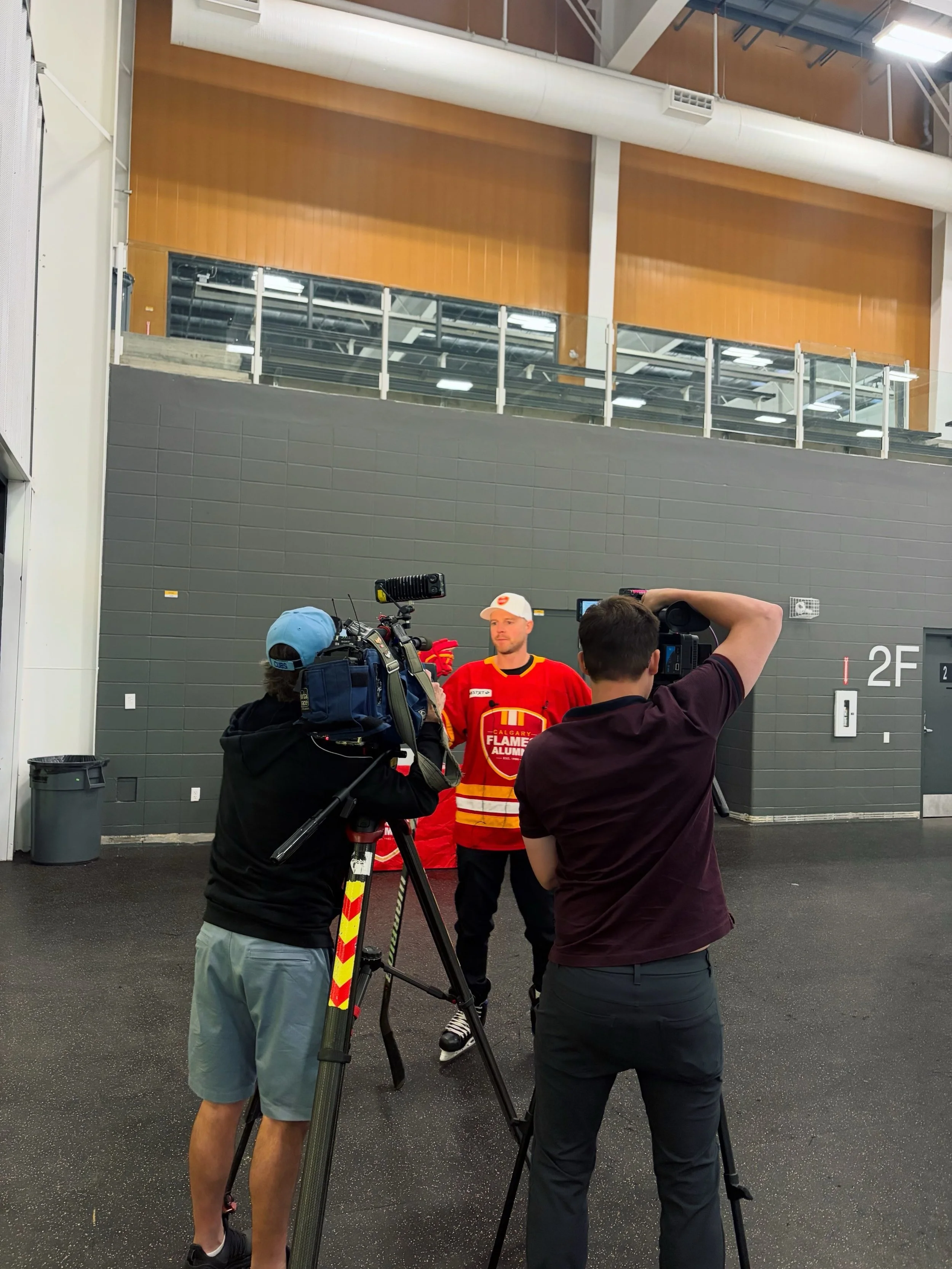 CALGARY FLAMES ALUMNI HOCKEY SCHOOL CAMP //&nbsp;Thank you to @globalcalgary and @ctvnews for joining us this morning to kick off this year&rsquo;s camp and for speaking with&nbsp;Matt Stajan. Our&nbsp;OPA! of Greece is proud to return as the present