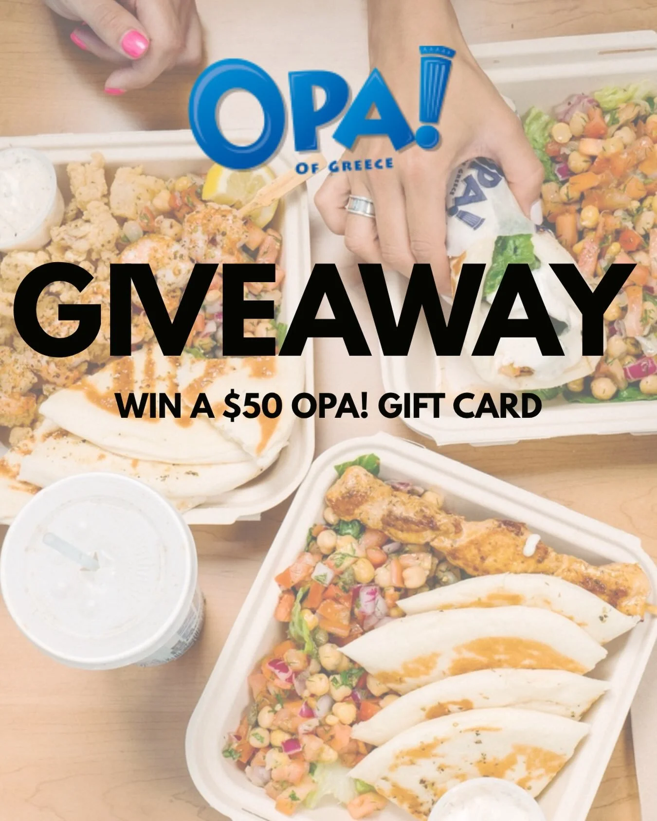 OPA! GIVEAWAY // @opaofgreece is giving away $50 gift cards to three lucky winners to celebrate the opening of the&nbsp;new West Springs location. Enjoy signature meals with&nbsp;your friends or family.&nbsp;

HOW TO ENTER:

-Follow&nbsp;@opaofgreece
