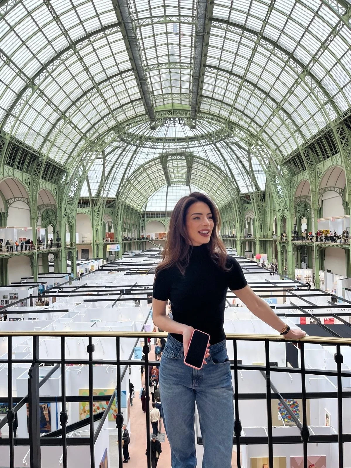 Hester Middelweerd at an art fair beneath the glass roof of the Grand Palais in Paris