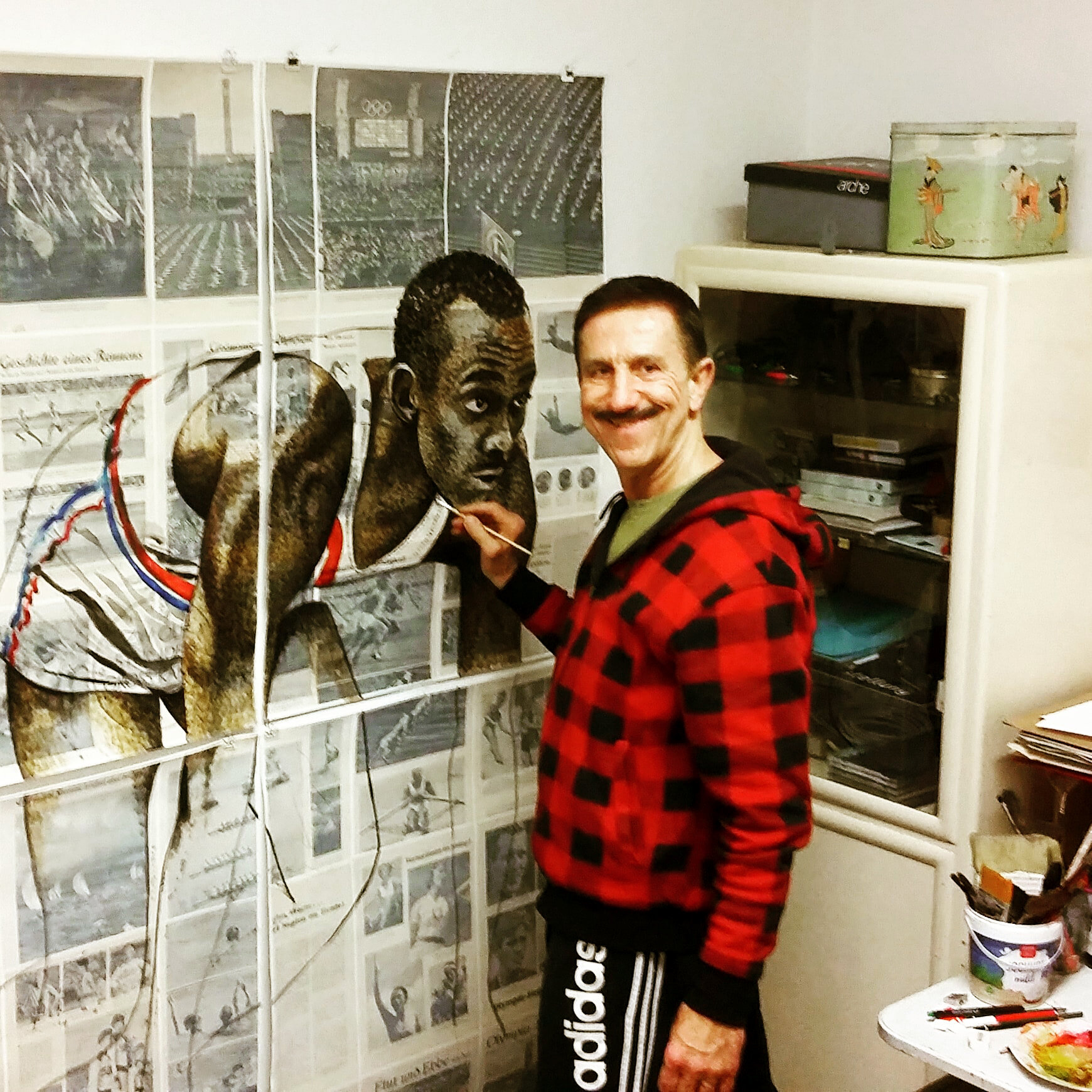 IN THE STUDIO - PAINTING JESSE OWENS / OLYMPIA BERLIN 1936 