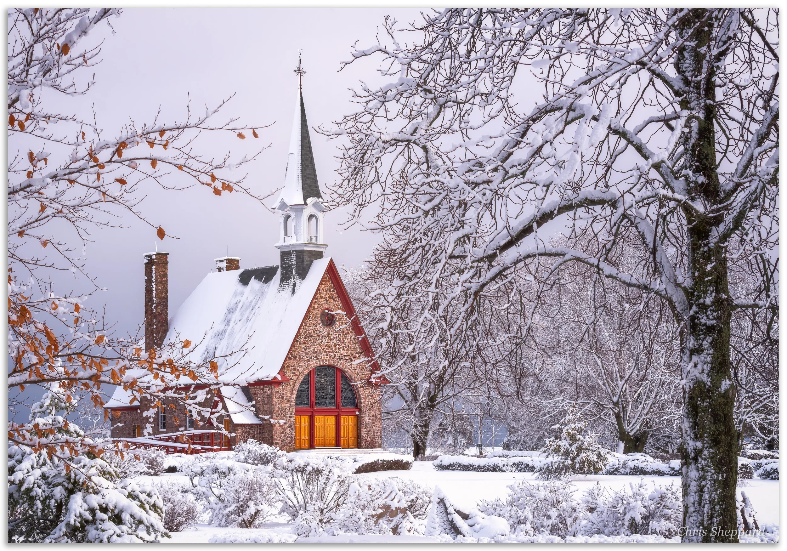 Memorial Chapel after Spring Snowstorm