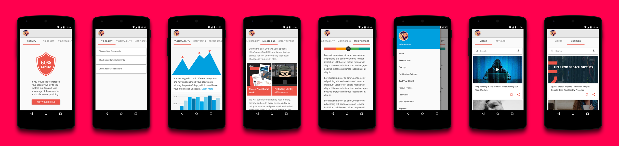 IdentityForce Mobile App Selected Screens