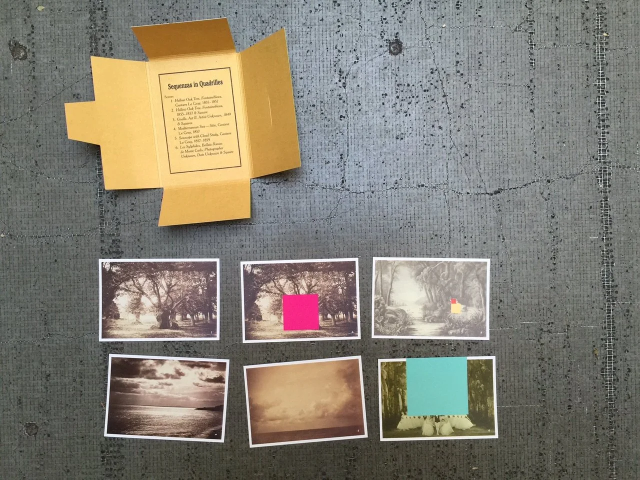  The set contains 6 scenes in the format of a souvenir folder from the 19th century that each audience member receives on entering the theater. The folder is to be opened by the audience while waiting for the dance performance to begin.  The audience