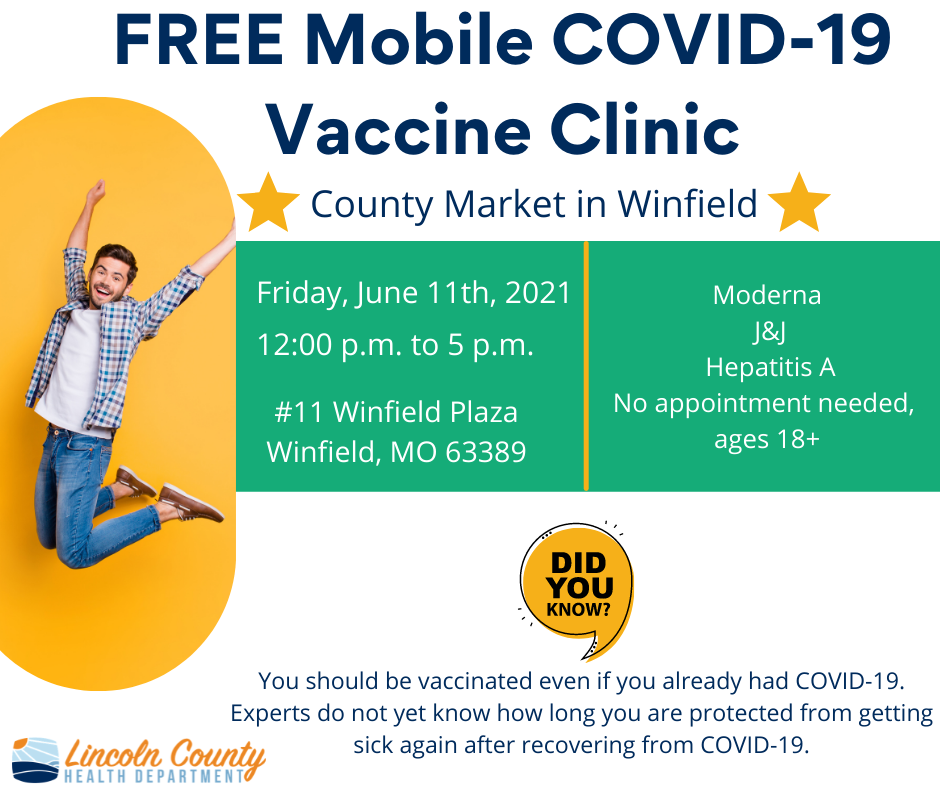 Free Mobile COVID-19 Vaccine Clinic in Winfield Friday, June 11th