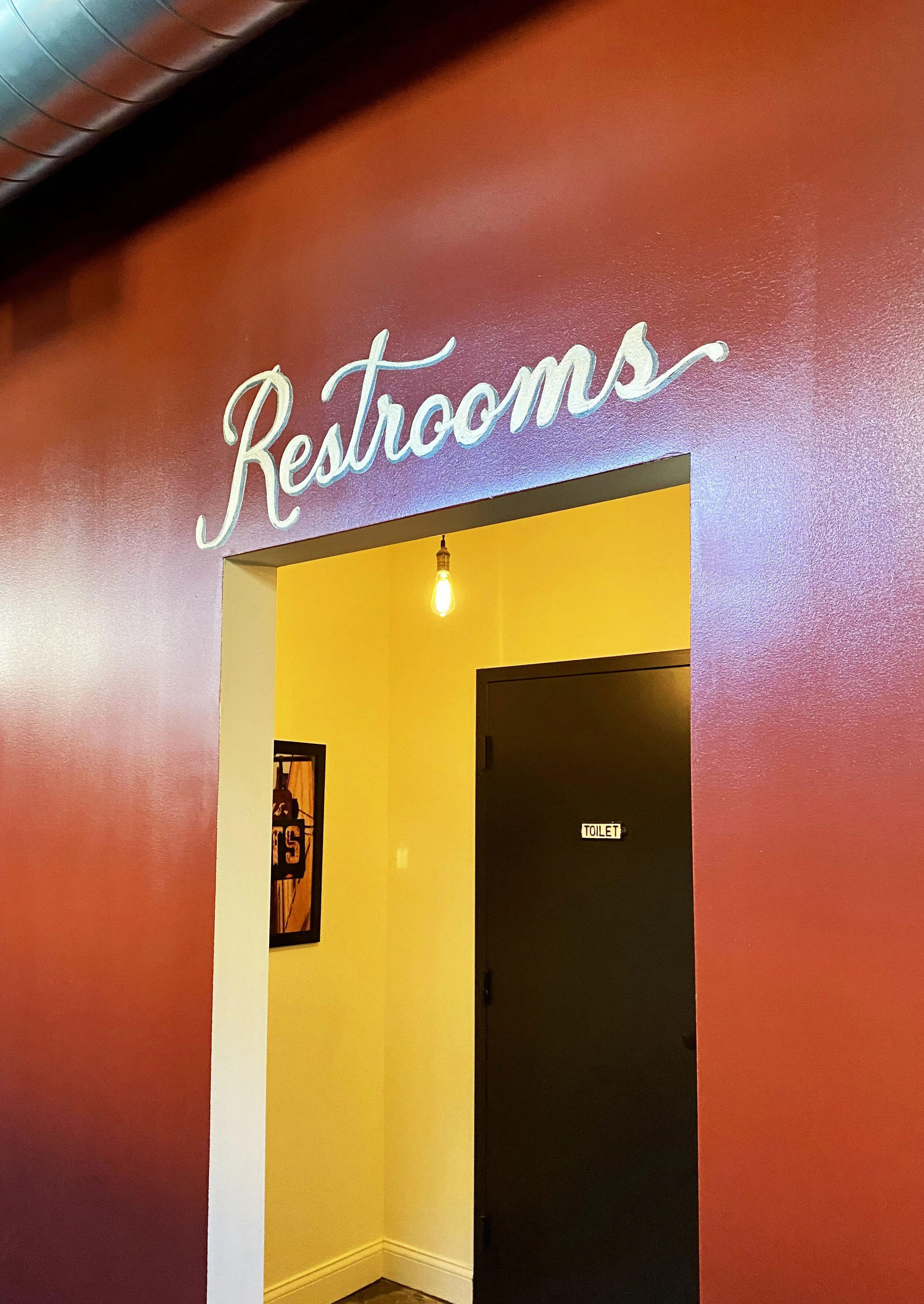 Restroom hand lettered sign for Split-Rail, Chicago