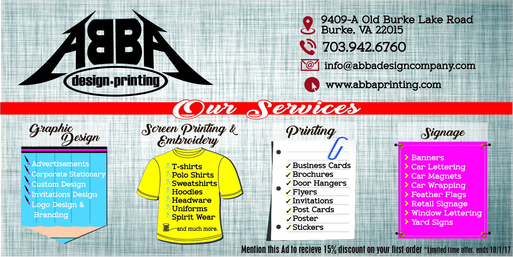 ABBA DESIGN, LLC | (703) 942-6760 | WWW.ABBAPRINTING.COM