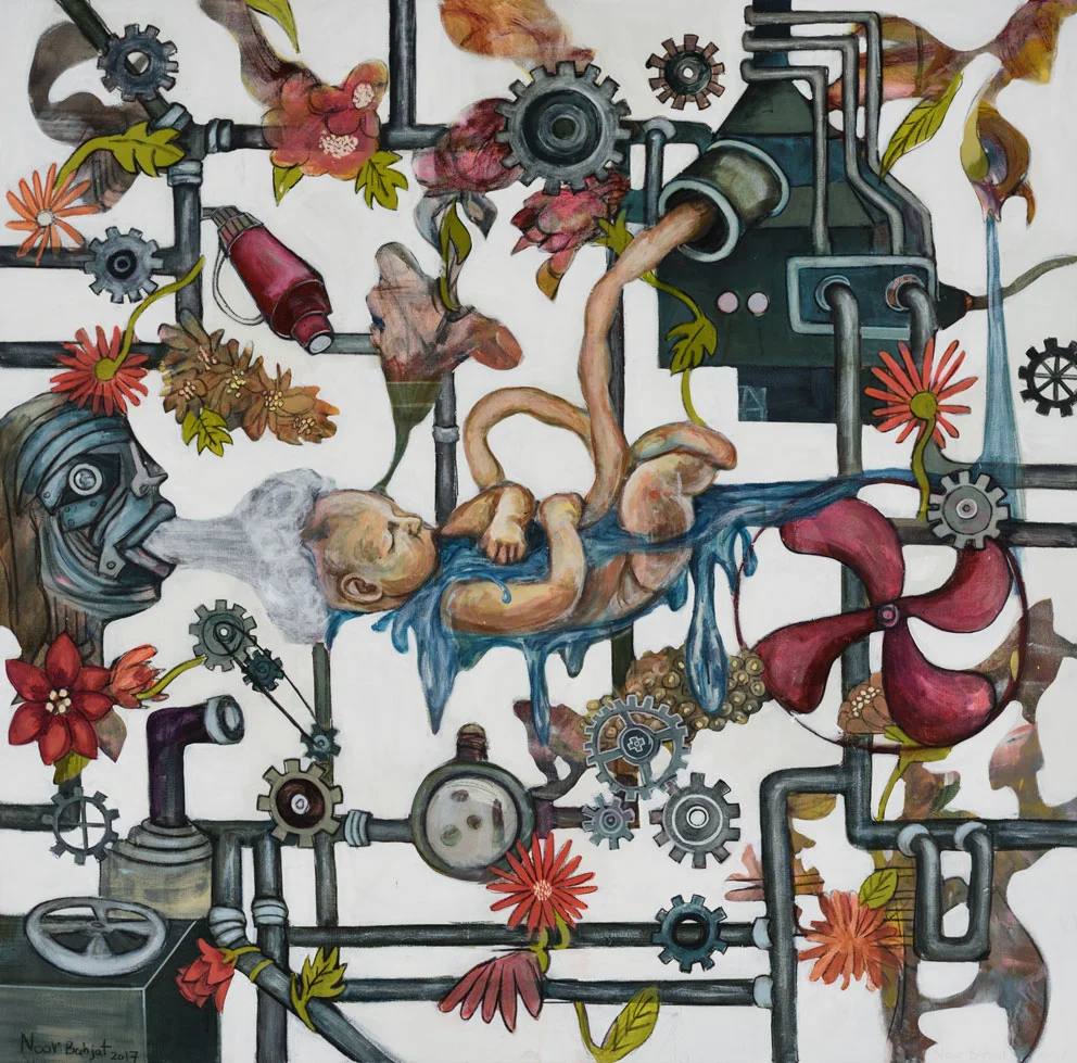 Birth-155 x155 cm-Acrylic and charcoal on canvas-2017-Dubai
