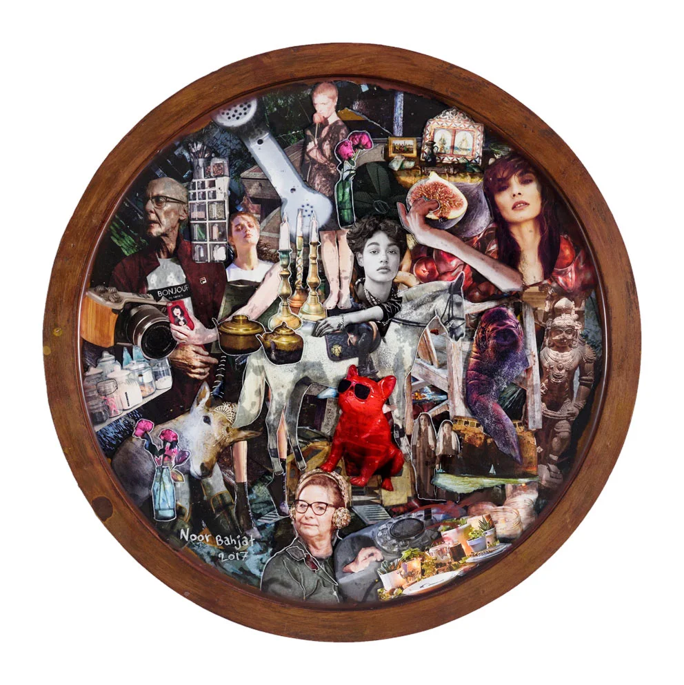 Untitled- 40x40cm-resin and Collage in wooden box