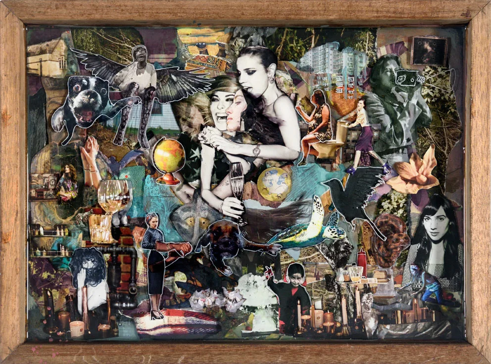 Untitled- A3 size-resin and Collage in wooden box