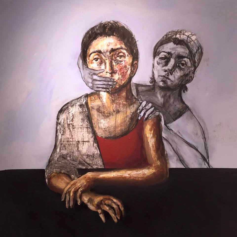 ‘Untitled’-160 X 160 cm.-Acrylic and charcoal on canvas-2015-Dubai Sold